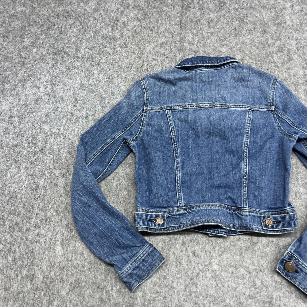 American Eagle Jacket Womens S Blue Denim Cropped Trucker Button Casual Outdoor - Picture 11 of 14
